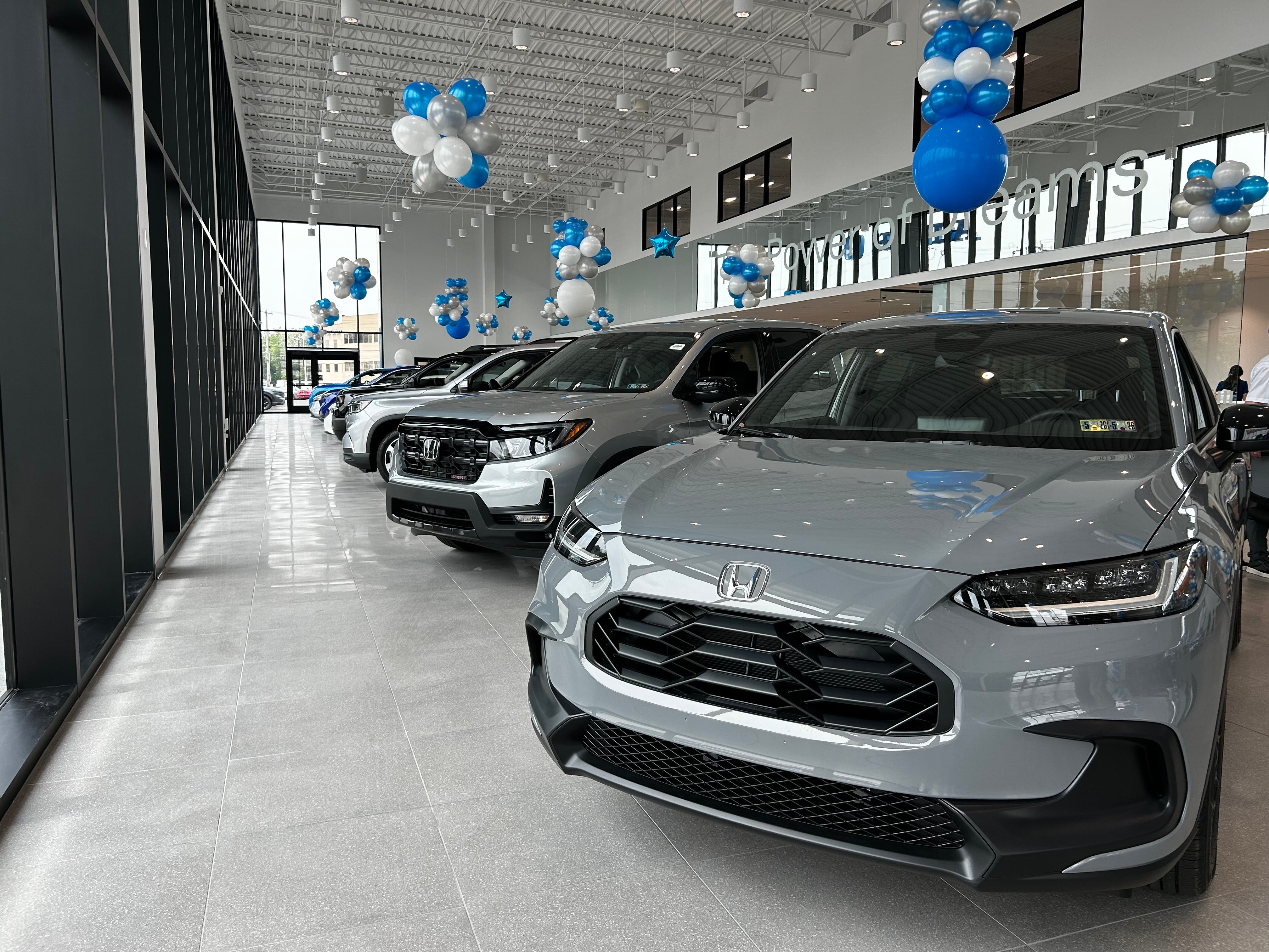 New Honda Vehicles in the Sloane Honda showroom.